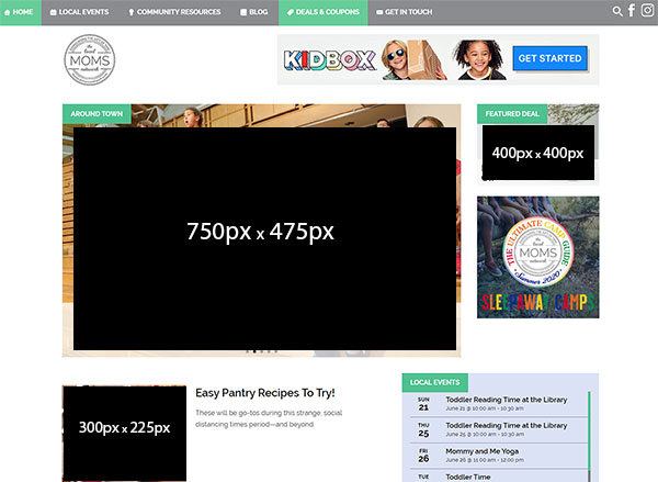 Homepage Recommended Image Sizes